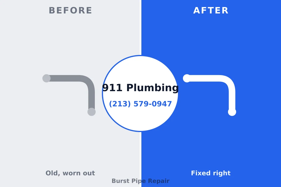 Before and after: plumbing repair Chino Hills, CA